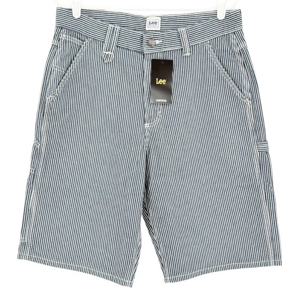Lee Workwear Men's Striped Pockets Blue Carpenter Shorts Size 30 Heavy Duty NWT - Picture 1 of 12
